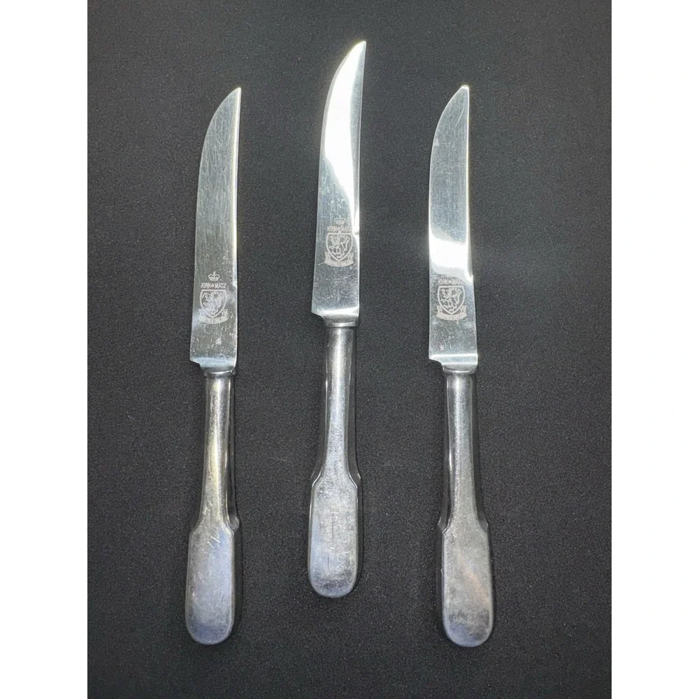 Set 3 Kirk & Matz‎ Classic Steak Knives Forged Stainless Sheffield England Rare